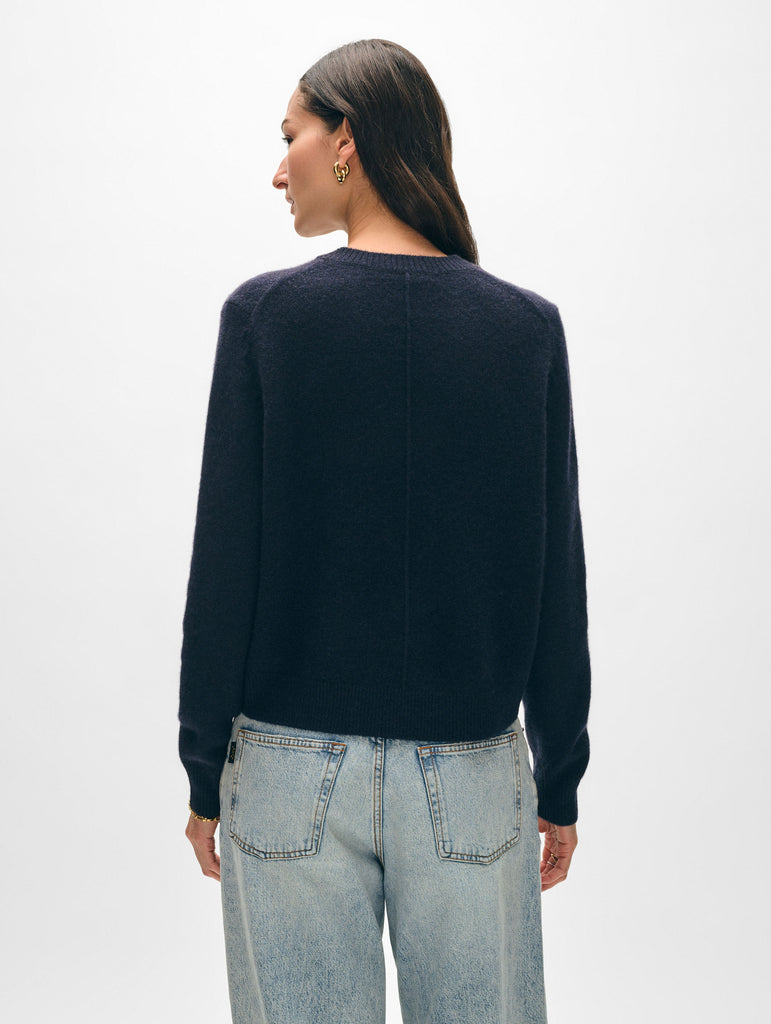 Cashmere Rib Trim Crewneck