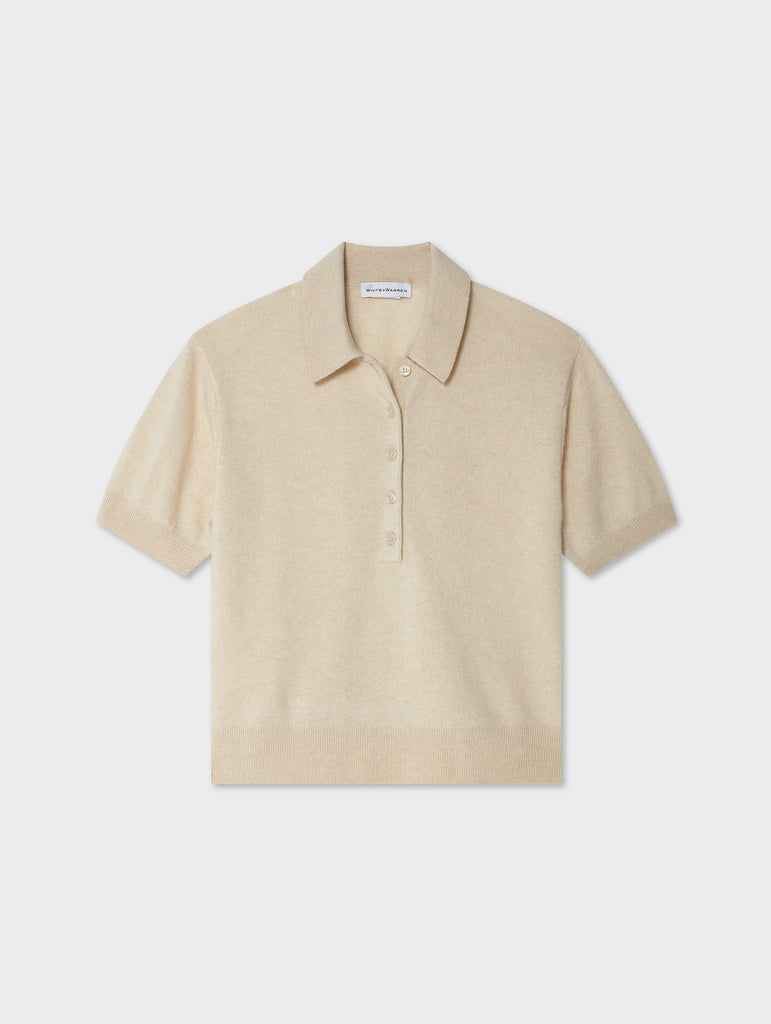Cashmere Short Sleeve Button Polo