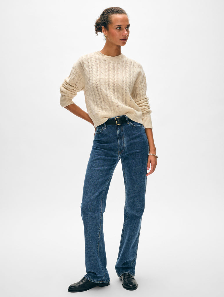 Cashmere Mixed Cable Crewneck