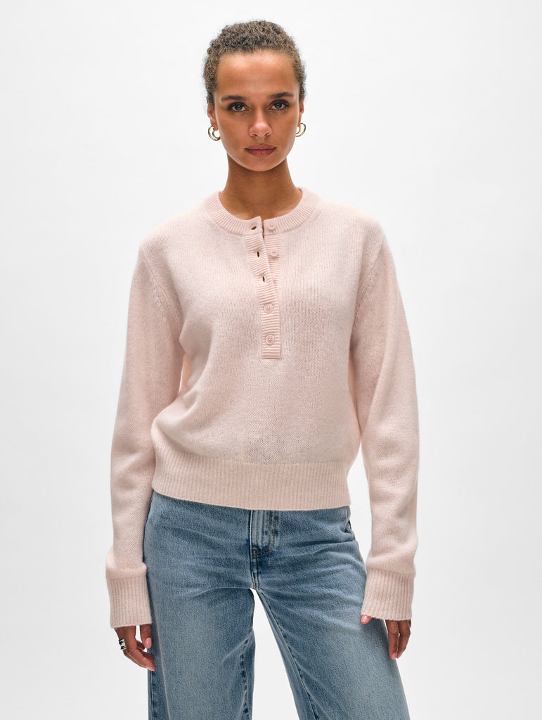 Cashmere Rib Trim Henley