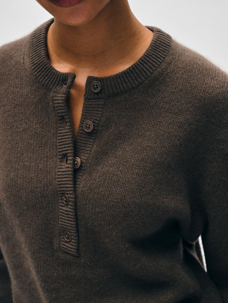 Cashmere Rib Trim Henley