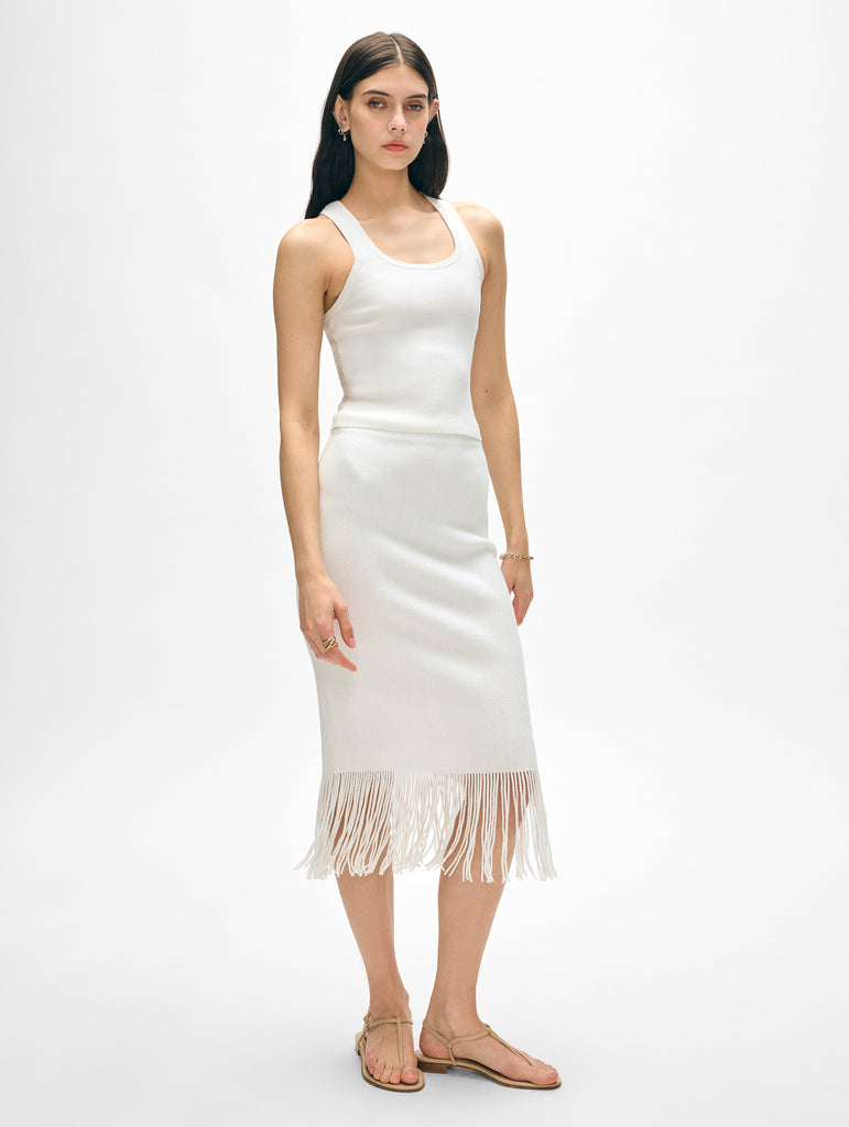 Ribbed Fringe Skirt