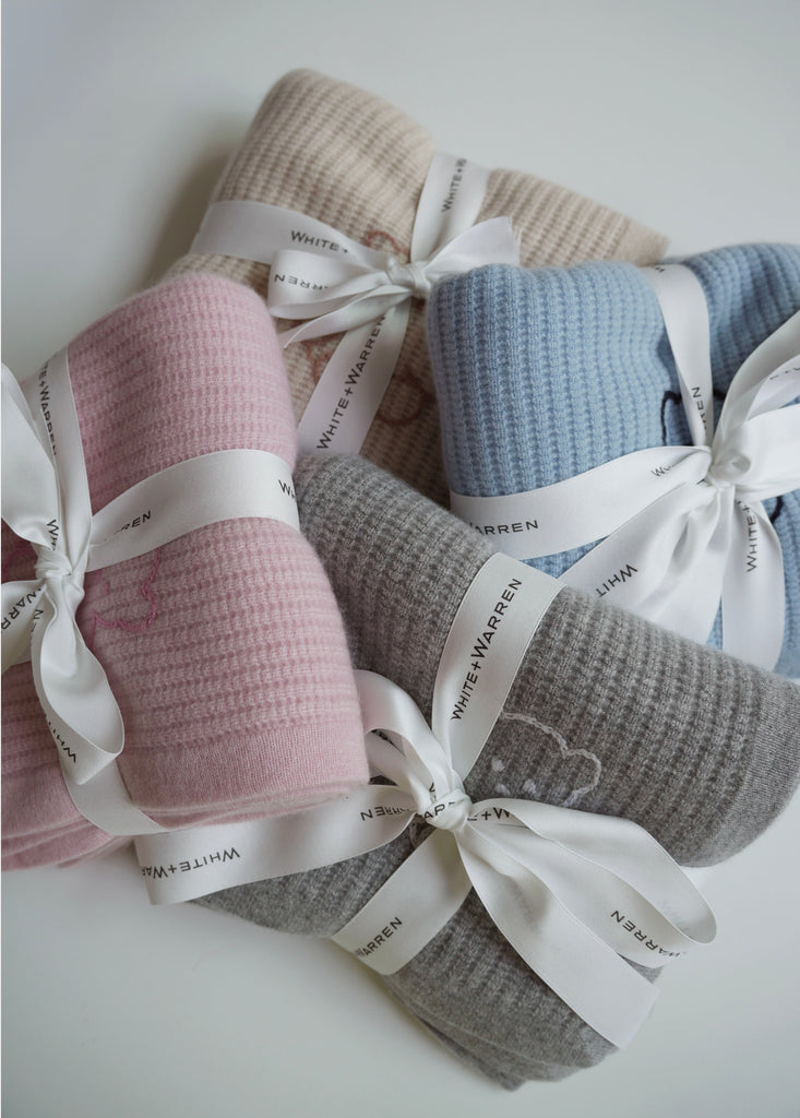 Cashmere Bear Embroidery Baby Blanket